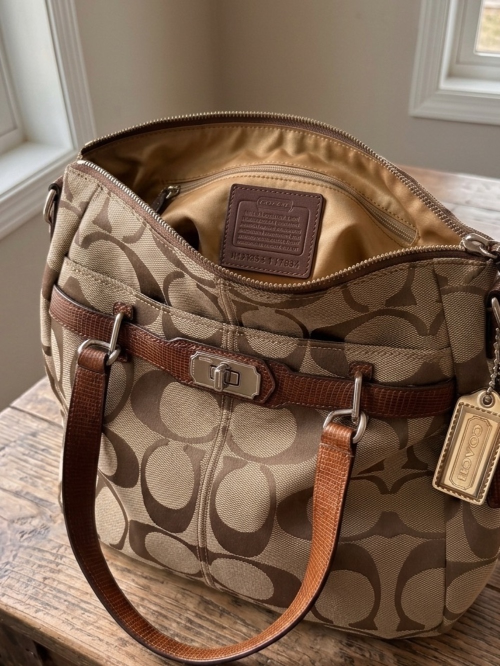 Coach Chelsea Ashlyn Khaki Signature Jacquard Hobo Bag | F17834